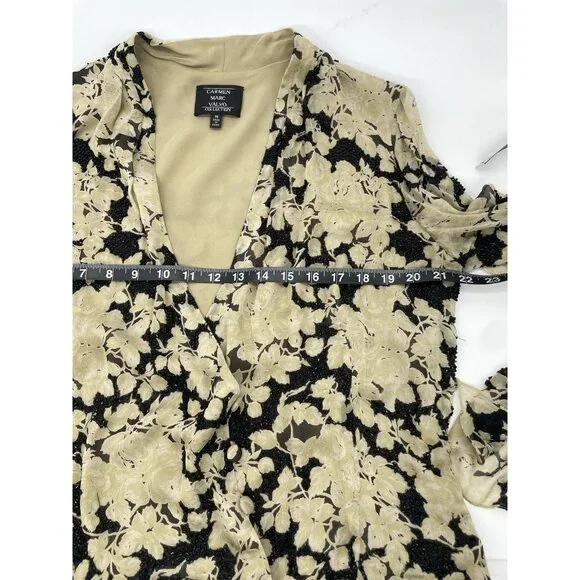 Carmen‎ Marc Valvo Beaded V-Neck Top Blouse Sz 14 Designer Party Wedding Silk - Picture 12 of 12